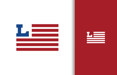LETTER L FLAG LOGO WITH BLUE AND RED COLOR