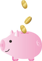 ぶたの貯金箱　マネー　お金　貯金　貯蓄　節約　ビジネス　コイン　ポイ活　イラスト素材