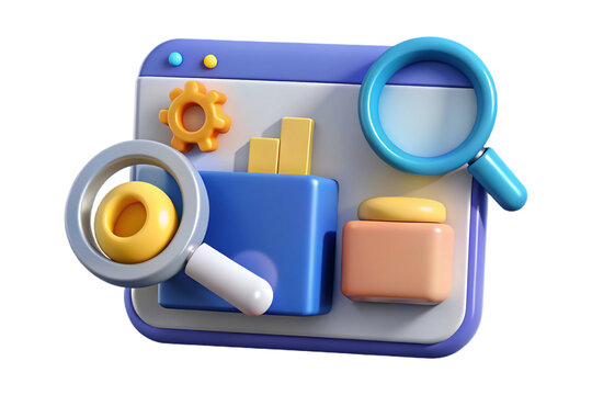 3d render of colorful website data analysis icons