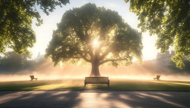 Morning sunlight through tree