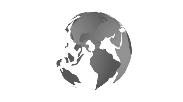 Abstract gray globe planet earth concept on the transparent background. Abstract gray globe planet earth, suitable for educational,  modern explainers, or infographics. 4k video animation.