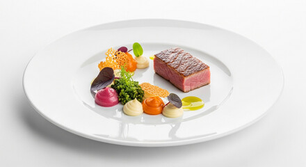 Elegant Pan-Seared Duck Breast with Colorful Vegetable Garnish