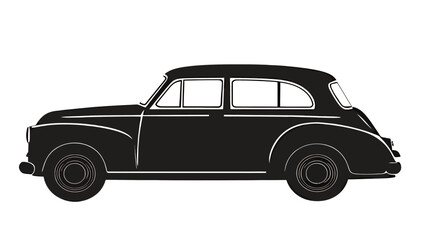 Obraz premium Classic black silhouette of a vintage car in profile view.