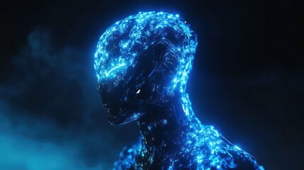 Naklejka premium Glowing futuristic humanoid head