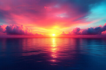 Fototapeta premium Colorful sunset over calm ocean