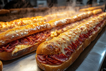 Large pepperoni and cheese subs