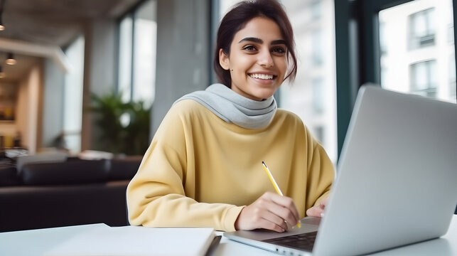 woman working on laptop