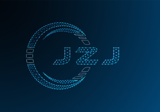 JZJ low poly letter logo vector design. JZJ lower poly logo design. Low poly logo.