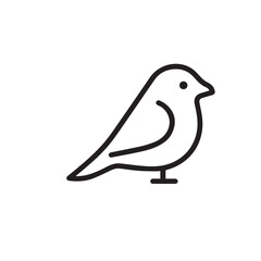 Minimalist Bird Line Art Icon – Simple Outline of Small Bird Illustration