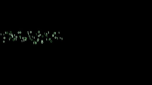 Line of binary numbers advancing rapidly from left to right randomly