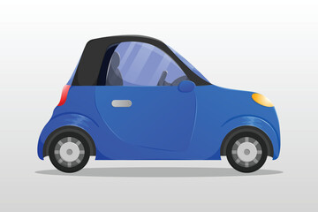 Side view cartoon mini car illustration. Transport vehicle flat style.