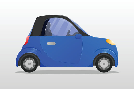 Side view cartoon mini car illustration. Transport vehicle flat style.