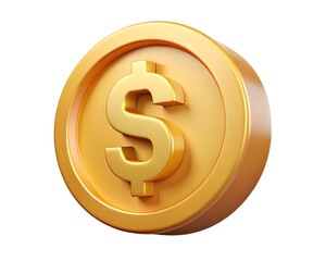 Obraz premium Golden dollar coin 3d render isolated on white background
