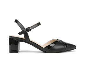 Women High Heel Leather Shoes On PNG Transparent Background With Natural Shadow .Cut-Out Clipping...