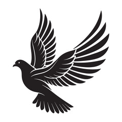 Dove of peace vector illustration with flying bird silhouette and wings symbol design