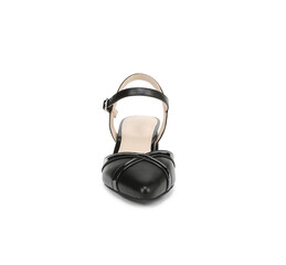 Women High Heel Leather Shoes On PNG Transparent Background With Natural Shadow .Cut-Out Clipping...