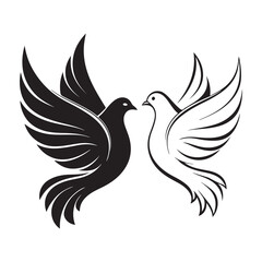 Dove of peace flying bird vector illustration with wings and feather silhouette symbol icon design