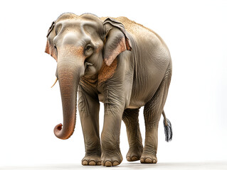 Obraz premium Full shot of a mature Asian elephant, standing against a white background.