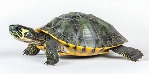 Obraz premium A close-up studio shot of a turtle, showcasing its shell and body.