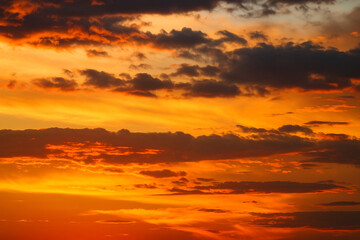 Dramatic Sunset Sky with Fiery Clouds
