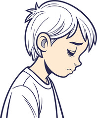 Side View of Thinking Boy