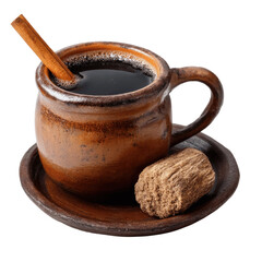 Aromatic Mexican Coffee in Traditional Clay Mug