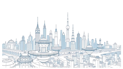 Abstract Line Art Cityscape Illustration Modern Architecture Skyline Drawing