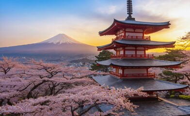 Fujiyoshida, Japan Beautiful view of mountain Fuji and Chureito pagoda at sunset, japan in the spring with cherry blossoms
japan, blossom, tokyo, pagoda, japanese, chureito, blossom, autumn, asia, asi