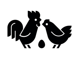 Farm animals logo Rooster and chicken. Icon design. Template elements