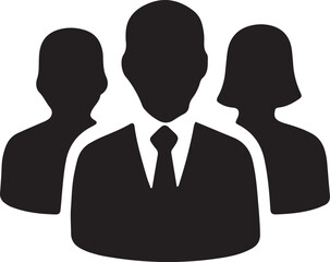 A black and white icon of a group of people, highlighting teamwork and corporate collaboration. Perfect for team designs