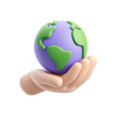 Cartoon Hand Holding Earth Globe World Environment Day on transparent background
