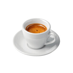 Aromatic Espresso in a White Cup and Saucer