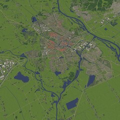 3D illustration of city and urban in Zwolle Netherlands