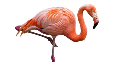 Fototapeta premium Pink Flamingo Standing on One Leg in Bright Natural Light