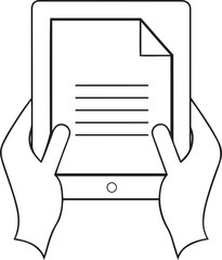 Stylish person holding a rectangular tablet or documents vector art, person holding a rectangular tablet or documents silhouette and line art vector