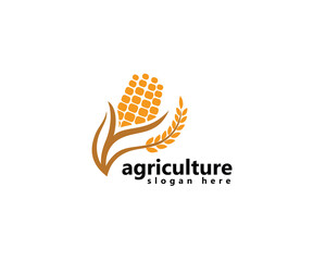 creative agriculture, farm logo, corn with leaves that blend with wheat, logo design inspiration