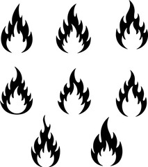 Fiery Flame Symbols Set Graphic Design Elements for Branding Projects