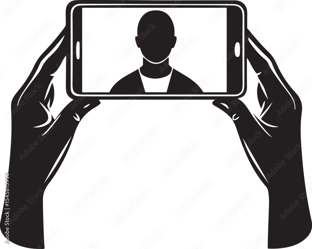 Fototapete Vector icon design of representing vlogging or a video call, representing vlogging or a video call isolated line art and silhouette vector logo icon design
