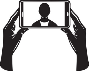 Vector icon design of representing vlogging or a video call, representing vlogging or a video call isolated line art and silhouette vector logo icon design