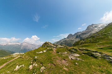 Alpine mountain pass of the Lepontine Alps.