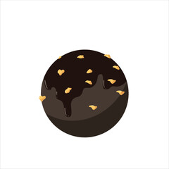 Isometric chocolate truffle with glossy topping and nut sprinkles. Perfect for dessert menus, packaging, or sweet product illustrations.
