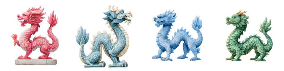 Assortment of Colorful Fantasy Dragon Figurines