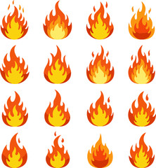 Vibrant Flame Icons Set Perfect for Design Projects