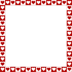 red frame with hearts hand drawn on transparent background.