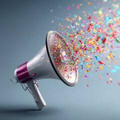 Megaphone with Colorful Confetti Burst