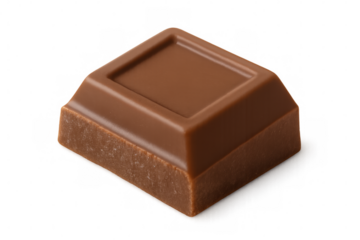 Delicious milk chocolate square piece isolated on transparent background, perfect for sweet and tempting food concepts