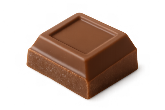 Delicious milk chocolate square piece isolated on transparent background, perfect for sweet and tempting food concepts