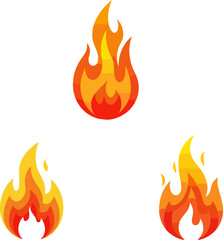Vibrant Flame Icons Set Perfect for Design Projects:  Hot Graphic Elements for Websites and Branding
