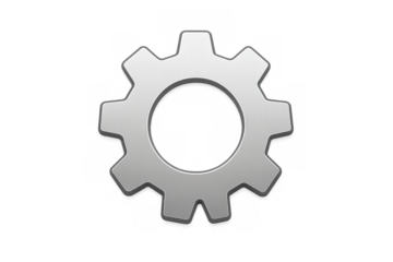 Rotating metallic gear wheel on transparent background, perfect for industrial and mechanical concepts