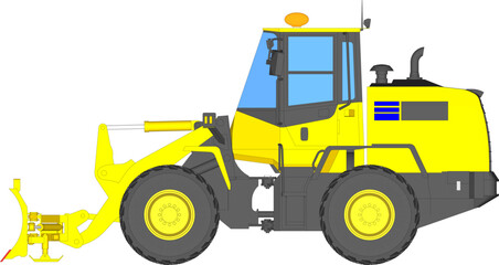 Dozer is a type of heavy equipment used for construction. Dozers are used to push, dig or pull materials such as sand, soil, rocks and others. Dozer illustration.